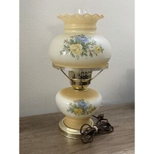 Vtg Floral GWTW Hurricane Electric 3 Way Lamp Underwriters Laboratories E-4122